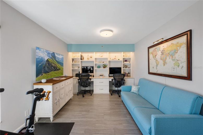 Fitness Equipment, Home Office, Interior, Wood Texture Flooring