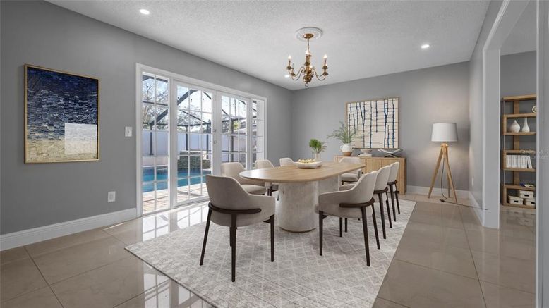Chandelier, Dining room, Interior, Recessed Lighting