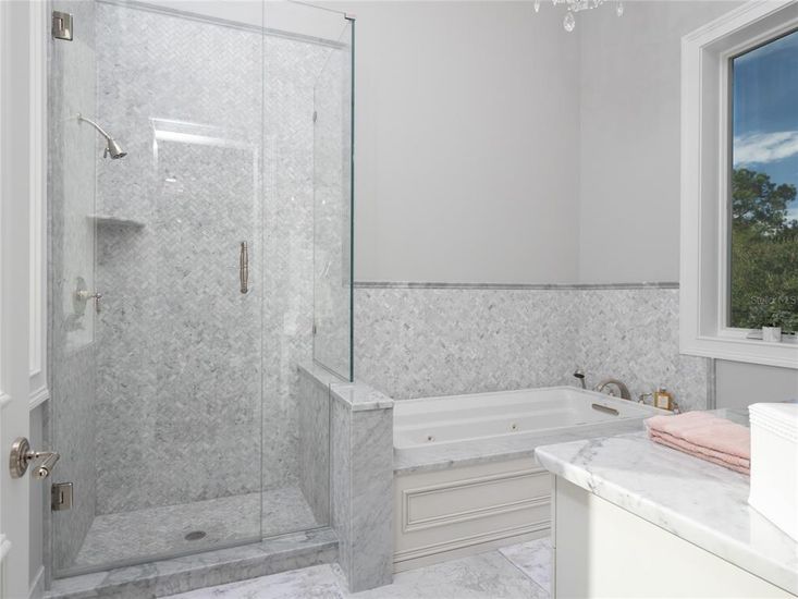 Bathroom, Glass Shower, Interior, Marble, Marble Walls