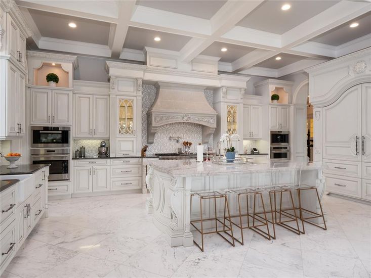Interior, Kitchen, Marble, Recessed Lighting, Stainless Steel Appliances