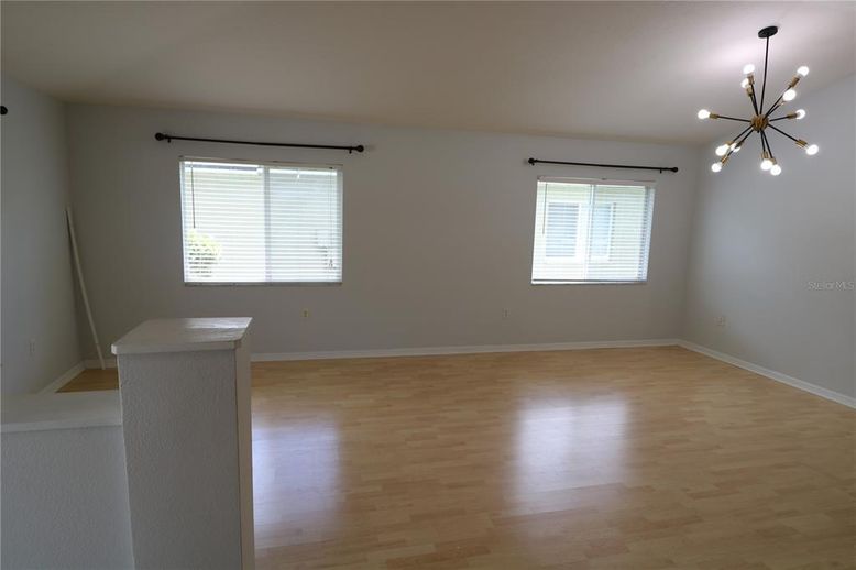 Empty room, Interior, Pendant Lights, Wood Texture Flooring