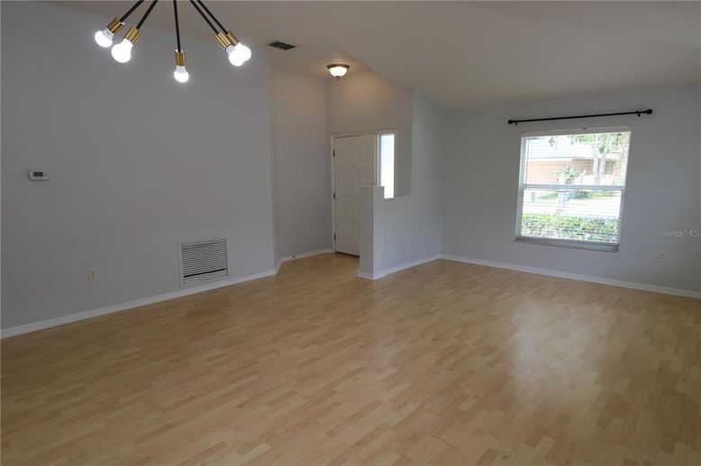 Empty room, Interior, Pendant Lights, Wood Texture Flooring