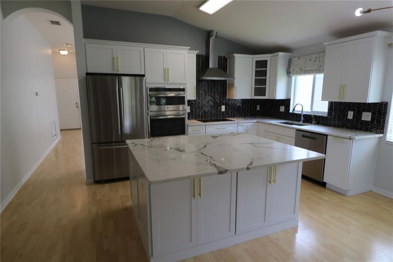 Interior, Kitchen, Stainless Steel Appliances, Wood Texture Flooring