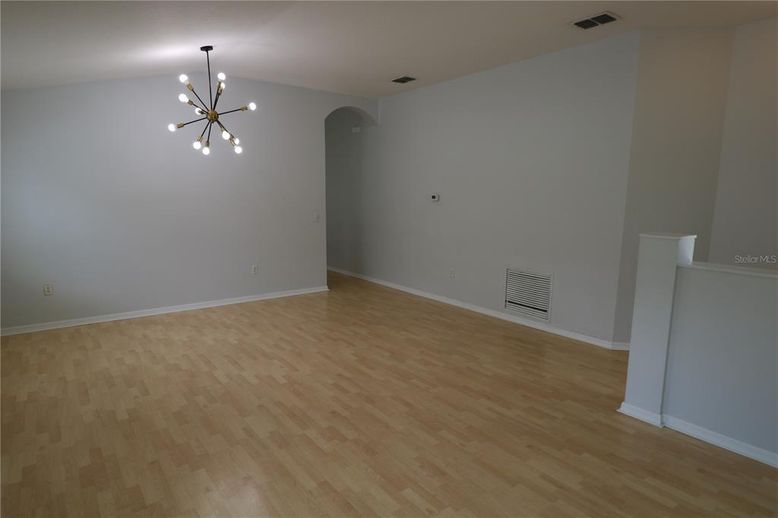 Empty room, Interior, Pendant Lights, Wood Texture Flooring
