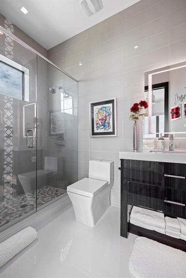 Bathroom, Glass Shower, Interior, Recessed Lighting