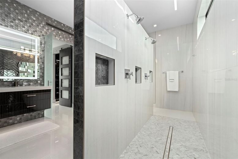 Bathroom, Glass Shower, Interior, Recessed Lighting