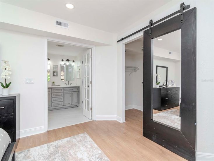 Bathroom, Interior, Recessed Lighting, Wood Texture Flooring