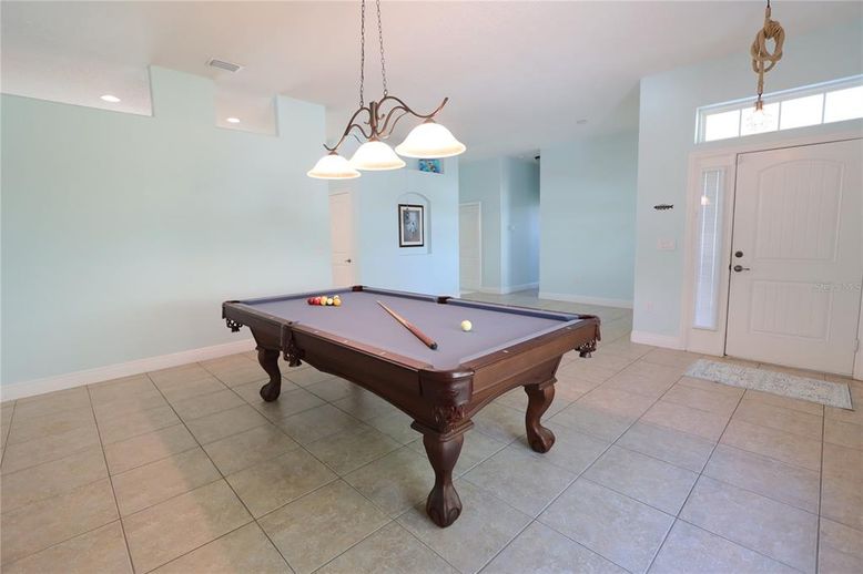 Billiard Table, Game Room, Interior, Pendant Lights, Recessed Lighting