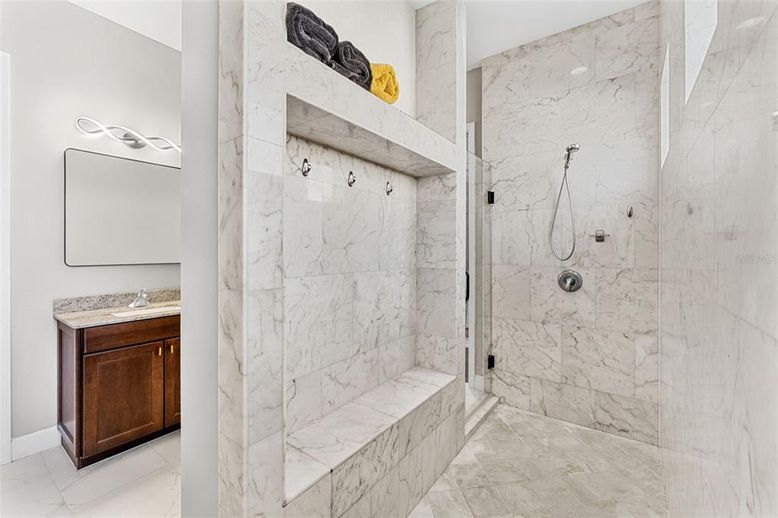 Bathroom, Glass Shower, Interior, Marble, Marble Walls