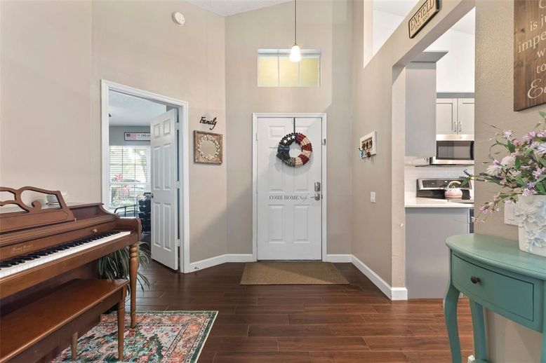 Interior, Pendant Lights, Piano, Wood Texture Flooring