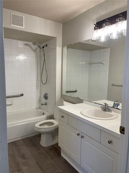 Bathroom, Dual Sink Vanities, Glass Shower, Interior, Wood Texture Flooring