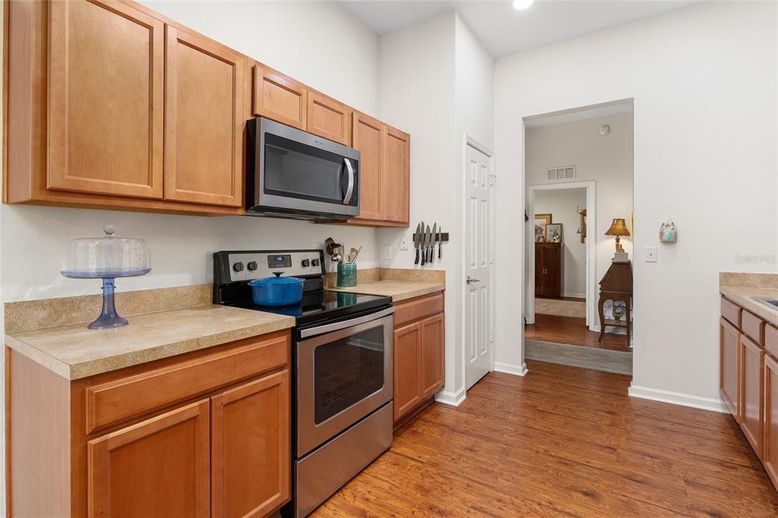 Interior, Kitchen, Recessed Lighting, Wood Texture Flooring