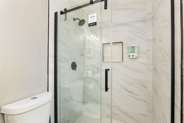 Bathroom, Glass Shower, Interior, Marble Walls