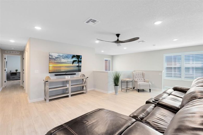 Home Theatre Room, Interior, Living room, Recessed Lighting, Wood Texture Flooring