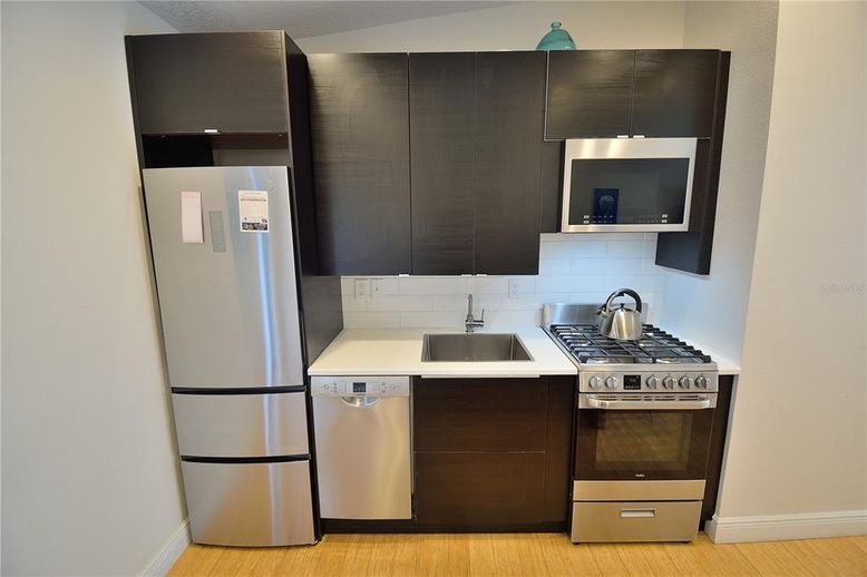 Interior, Kitchen, Stainless Steel Appliances, Wood Texture Flooring