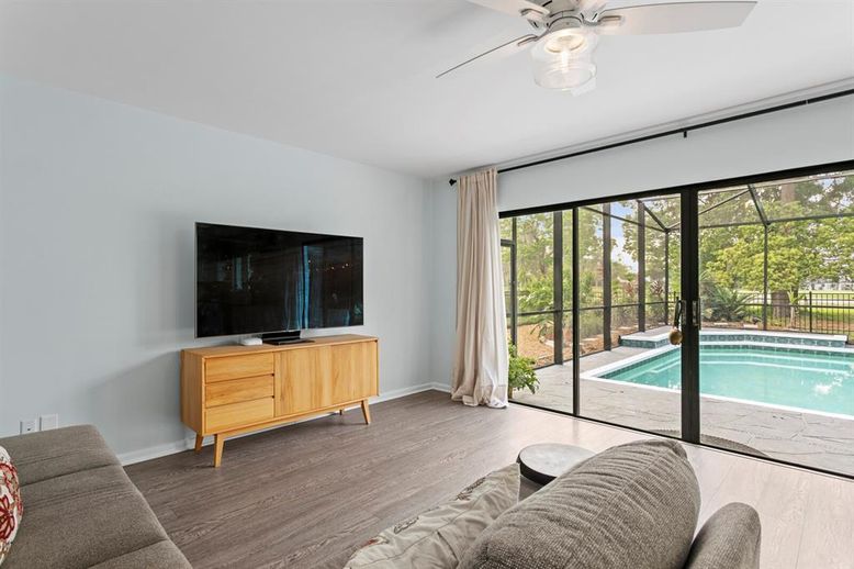 Interior, Pool, Sun Room, Wood Texture Flooring