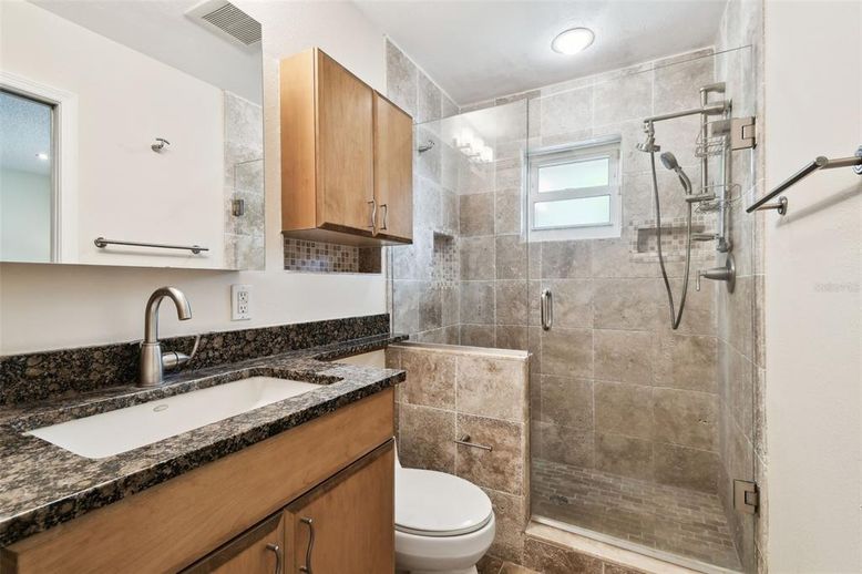 Bathroom, Glass Shower, Interior, Recessed Lighting