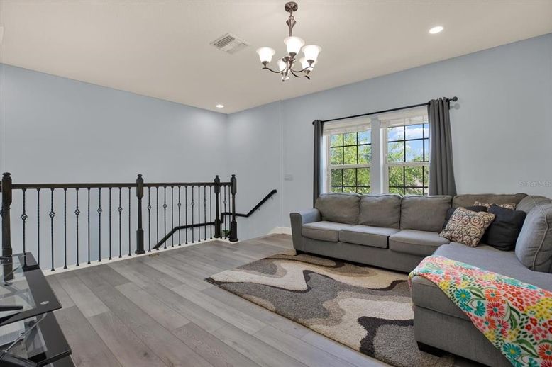 Chandelier, Interior, Living room, Recessed Lighting, Wood Texture Flooring