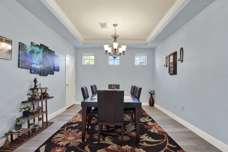 Chandelier, Dining room, Interior, Wood Texture Flooring