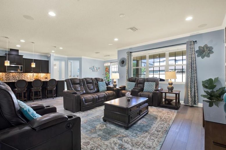 Dining room, Interior, Kitchen, Living room, Pendant Lights, Recessed Lighting, Wood Texture Flooring