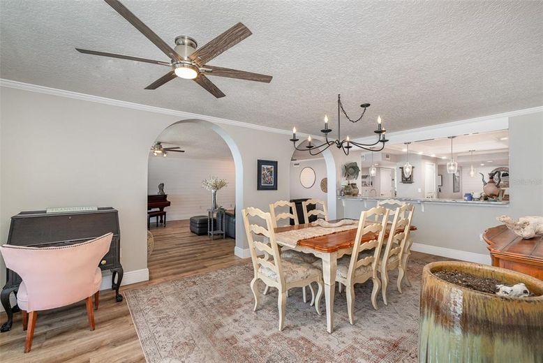 Chandelier, Dining room, Interior, Pendant Lights, Wood Texture Flooring