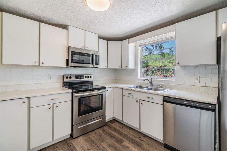 Interior, Kitchen, Stainless Steel Appliances, Wood Texture Flooring