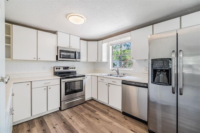 Interior, Kitchen, Stainless Steel Appliances, Wood Texture Flooring