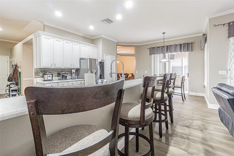 Interior, Kitchen, Pendant Lights, Recessed Lighting, Wood Texture Flooring