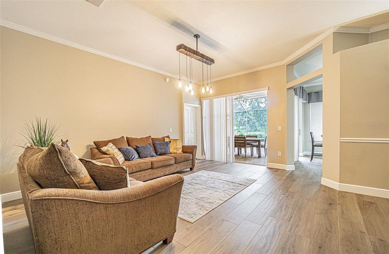 Interior, Living room, Pendant Lights, Wood Texture Flooring