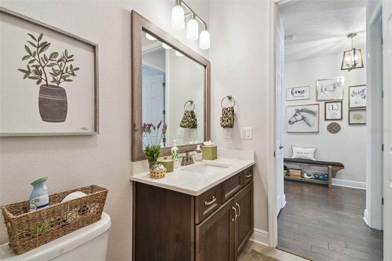 Bathroom, Interior, Pendant Lights, Wood Texture Flooring