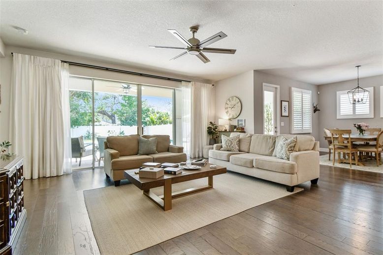 Dining room, Interior, Living room, Pendant Lights, Wood Texture Flooring