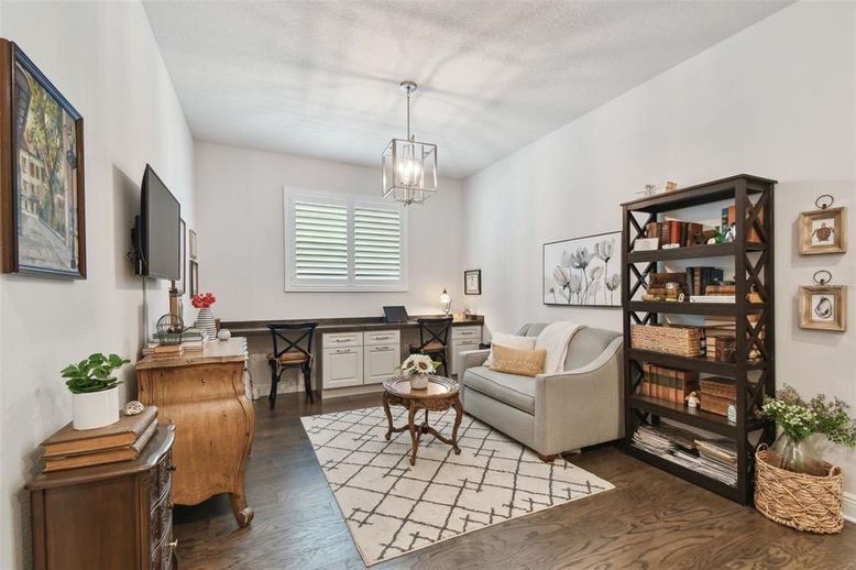 Home Office, Interior, Pendant Lights, Wood Texture Flooring