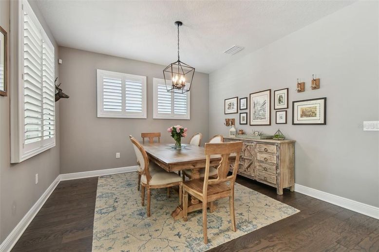 Chandelier, Dining room, Interior, Pendant Lights, Wood Texture Flooring