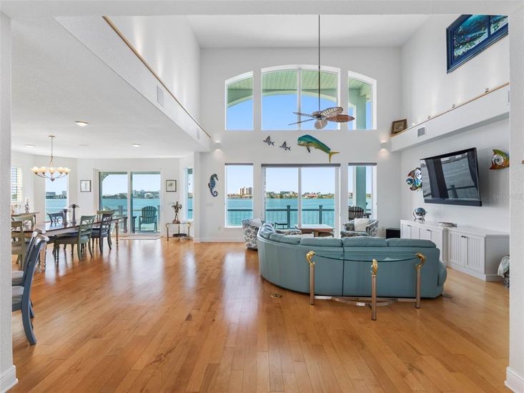 Chandelier, Dining room, Interior, Living room, Water, Wood Texture Flooring