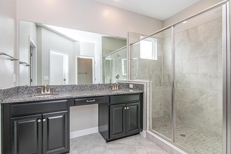 Bathroom, Dual Sink Vanities, Glass Shower, Interior, Recessed Lighting
