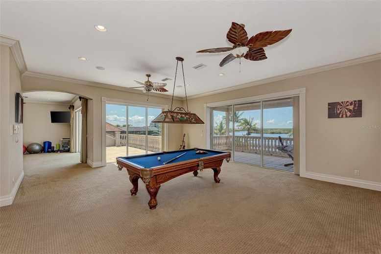 Billiard Table, Game Room, Interior, Pendant Lights, Recessed Lighting, Water