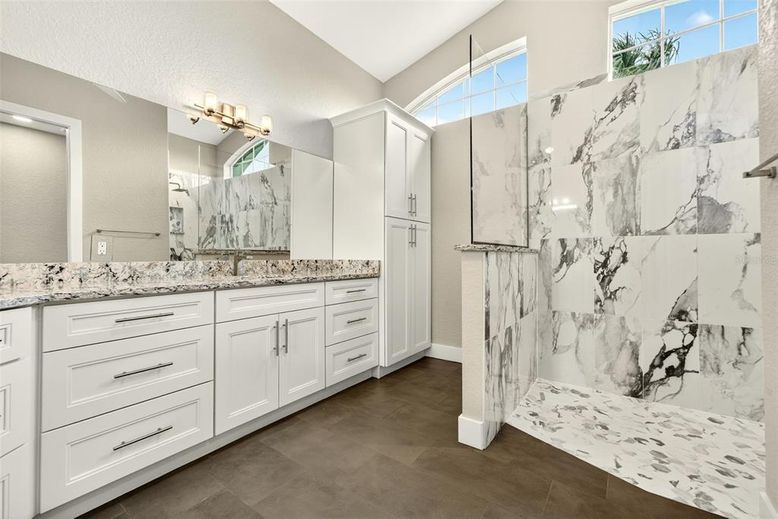 Bathroom, Dual Sink Vanities, Interior, Marble Walls