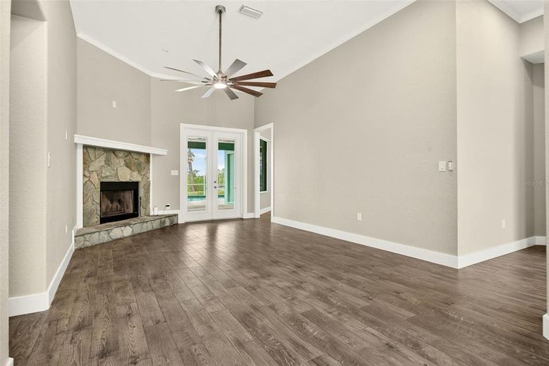 Empty room, Fireplace, Interior, Wood Texture Flooring