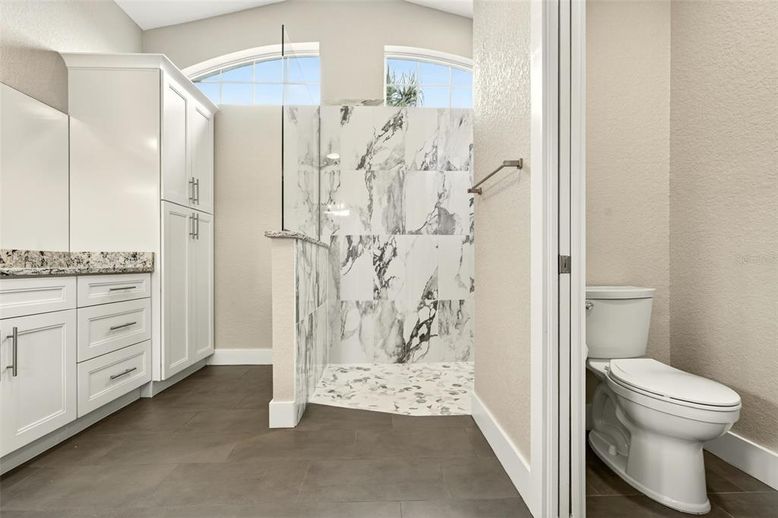 Bathroom, Glass Shower, Interior, Marble Walls