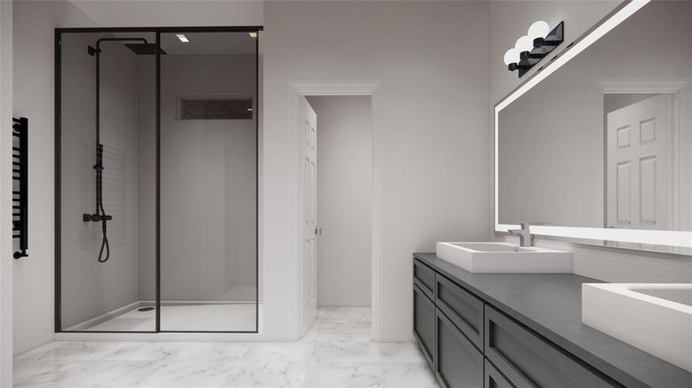 Bathroom, Glass Shower, Interior, Marble