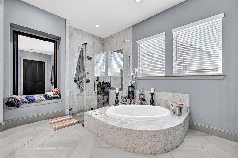 Bathroom, Glass Shower, Interior, Recessed Lighting
