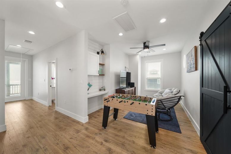 Game Room, Interior, Recessed Lighting, Wood Texture Flooring