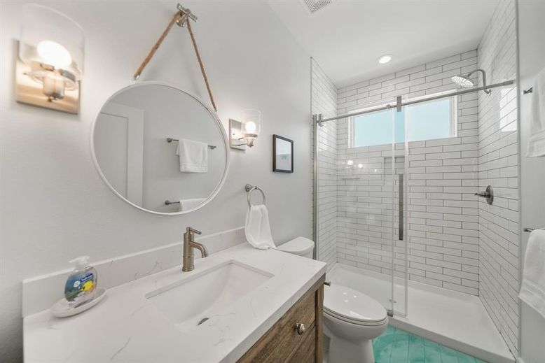 Bathroom, Dual Sink Vanities, Glass Shower, Interior, Recessed Lighting