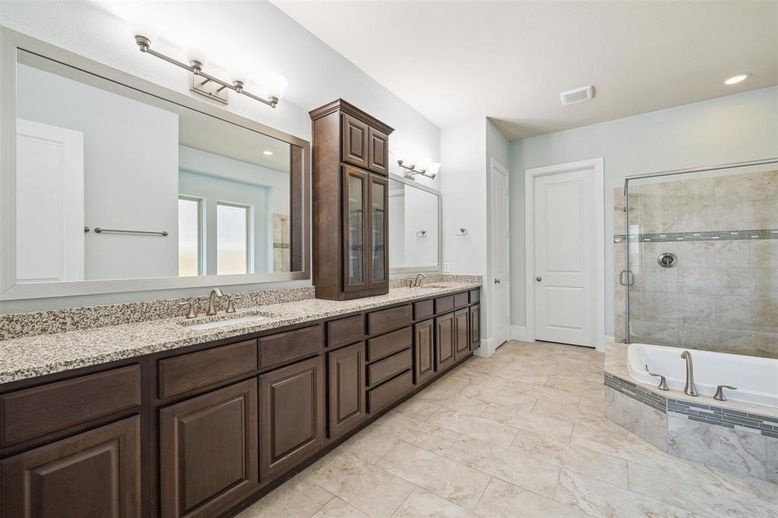 Bathroom, Dual Sink Vanities, Glass Shower, Interior, Recessed Lighting