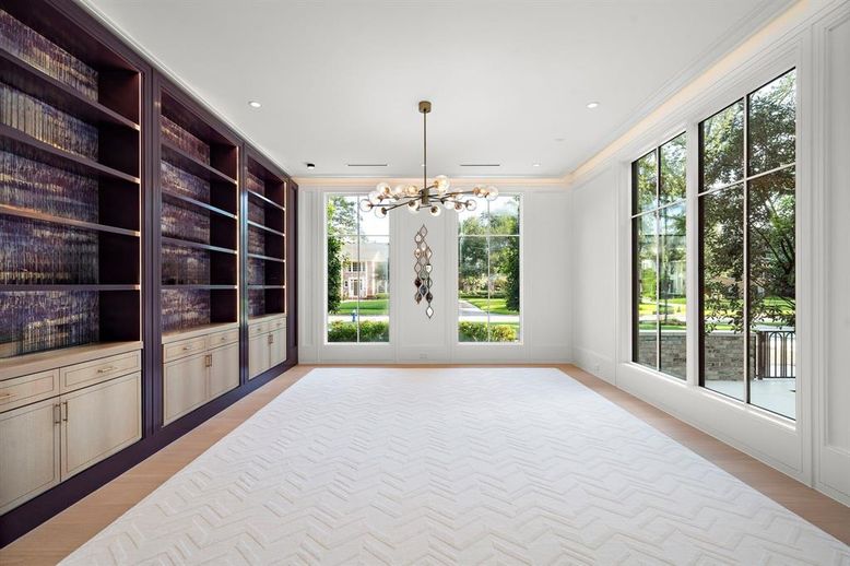 Empty room, Interior, Pendant Lights, Recessed Lighting, Wood Texture Flooring