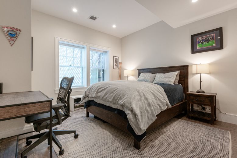 Bedroom, Home Office, Interior, Recessed Lighting, Wood Texture Flooring