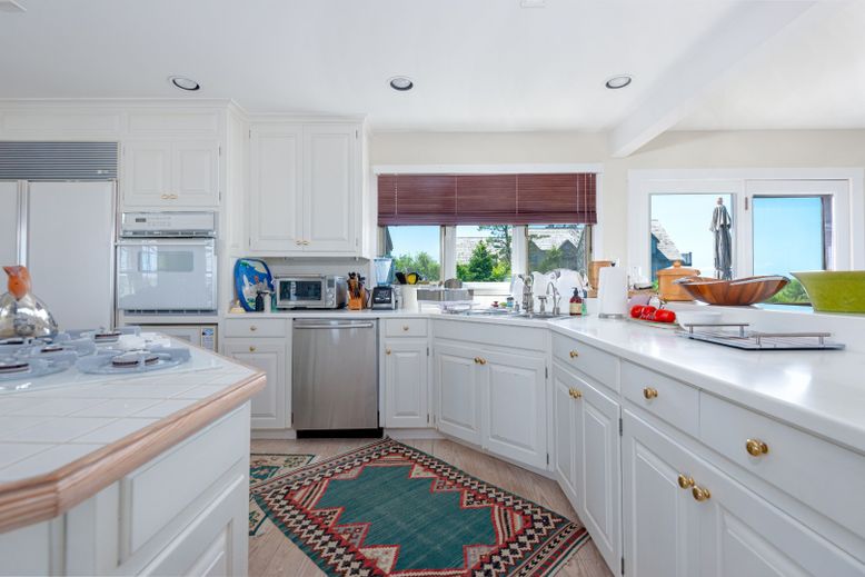 Interior, Kitchen, Recessed Lighting, Stainless Steel Appliances, Tile Countertops