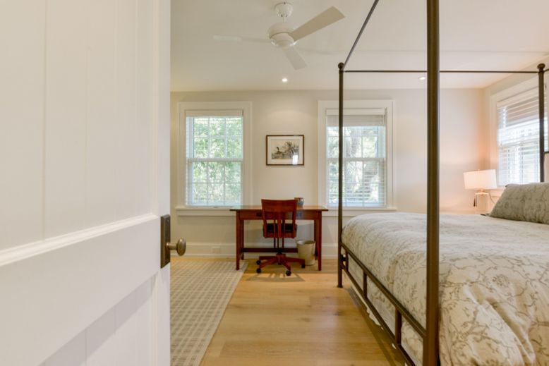 Bedroom, Home Office, Interior, Recessed Lighting, Wood Texture Flooring