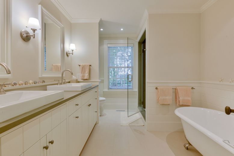 Bathroom, Dual Sink Vanities, Free Standing Baths, Glass Shower, Interior, Recessed Lighting