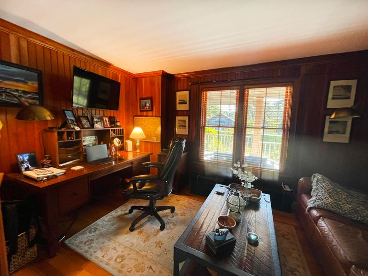 Home Office, Interior, Wood Texture Flooring, Wooden Walls